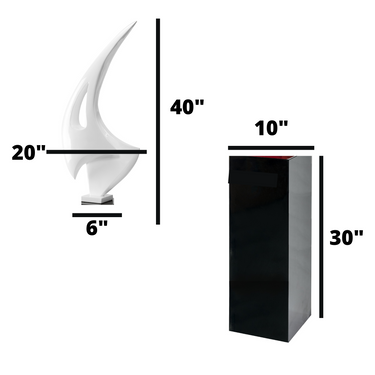 Finesse Decor Sail Floor Sculpture With Black Stand 70" Tall White