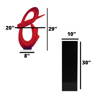 Finesse Decor Fluid Abstract 59" Tall Floor Sculpture Red with Black Stand