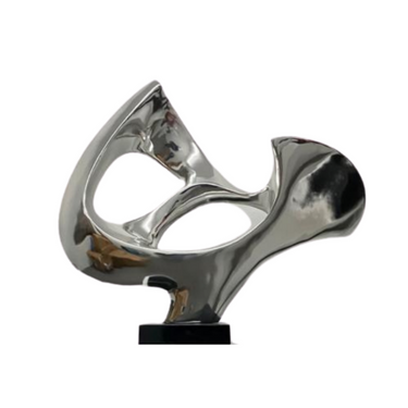 Finesse Decor Abstract Mask 54" Tall Floor Sculpture Chrome with Black Stand