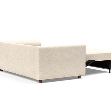 Neah curved arm full size sleeper sofa with auto-fold legs and double-spring comfort in Halifax Shell
