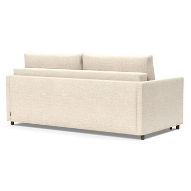 Neah modern king sleeper sofa in 365 Halifax Shell fabric featuring slim arms, oak legs, and double-spring support system