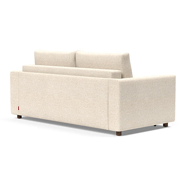 Neah queen sleeper sofa by Innovation Living featuring curved arms and 365 Halifax Shell fabric, contemporary queen sofa bed for homes and rentals.