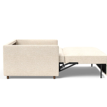 Queen size Neah sleeper sofa in 365 Hailfax Shell by Innovation Living, fold-out queen bed for bedrooms and multifunctional spaces