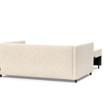 Neah full size sleeper sofa open to bed position with 365 Hailfax Shell upholstery