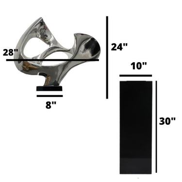 Finesse Decor Abstract Mask 54" Tall Floor Sculpture Chrome with Black Stand