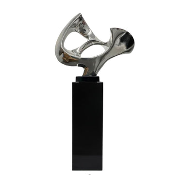 Finesse Decor Abstract Mask 54" Tall Floor Sculpture Chrome with Black Stand