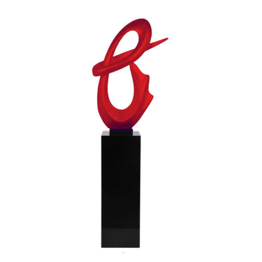 Finesse Decor Fluid Abstract 59" Tall Floor Sculpture Red with Black Stand