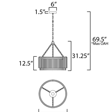 Maxim Lighting Jolie 34" LED Pendant Polished Nickel