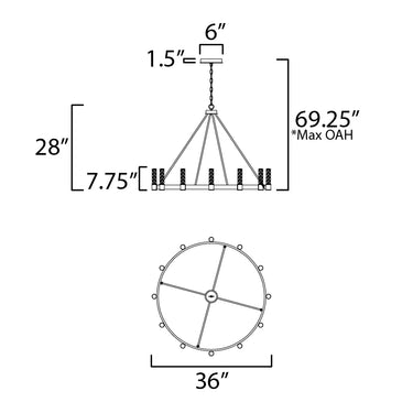 Maxim Lighting Duchess 8-Light Chandelier Natural Aged Brass