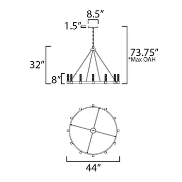 Maxim Lighting Duchess 12-Light Chandelier Natural Aged Brass