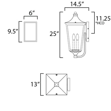 Maxim Lighting Sutton Place VX 3-Light Outdoor Lantern Black