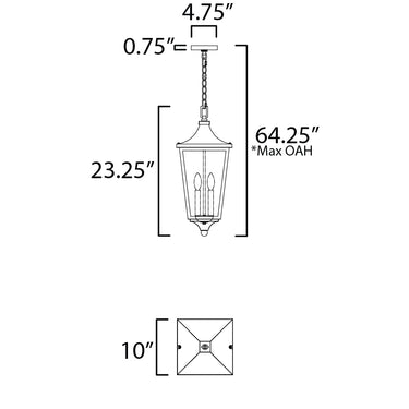 Maxim Lighting Sutton Place VX 2-Light Outdoor Hanging Lantern Black
