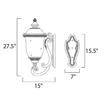 Maxim Lighting Carriage House VX 3-Light Outdoor Wall Lantern Oriental Bronze