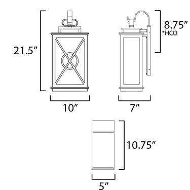 Maxim Lighting Yorktown VX 2-Light Outdoor Wall Sconce Black/Aged Copper