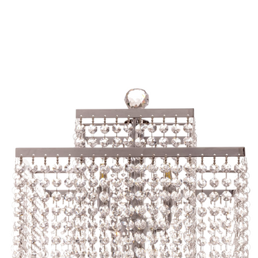 Finesse Decor Square Crystal Double Crown Table Lamp Chrome