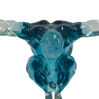 Finesse Decor Small Saluting Man Resin Sculpture Clear Blue