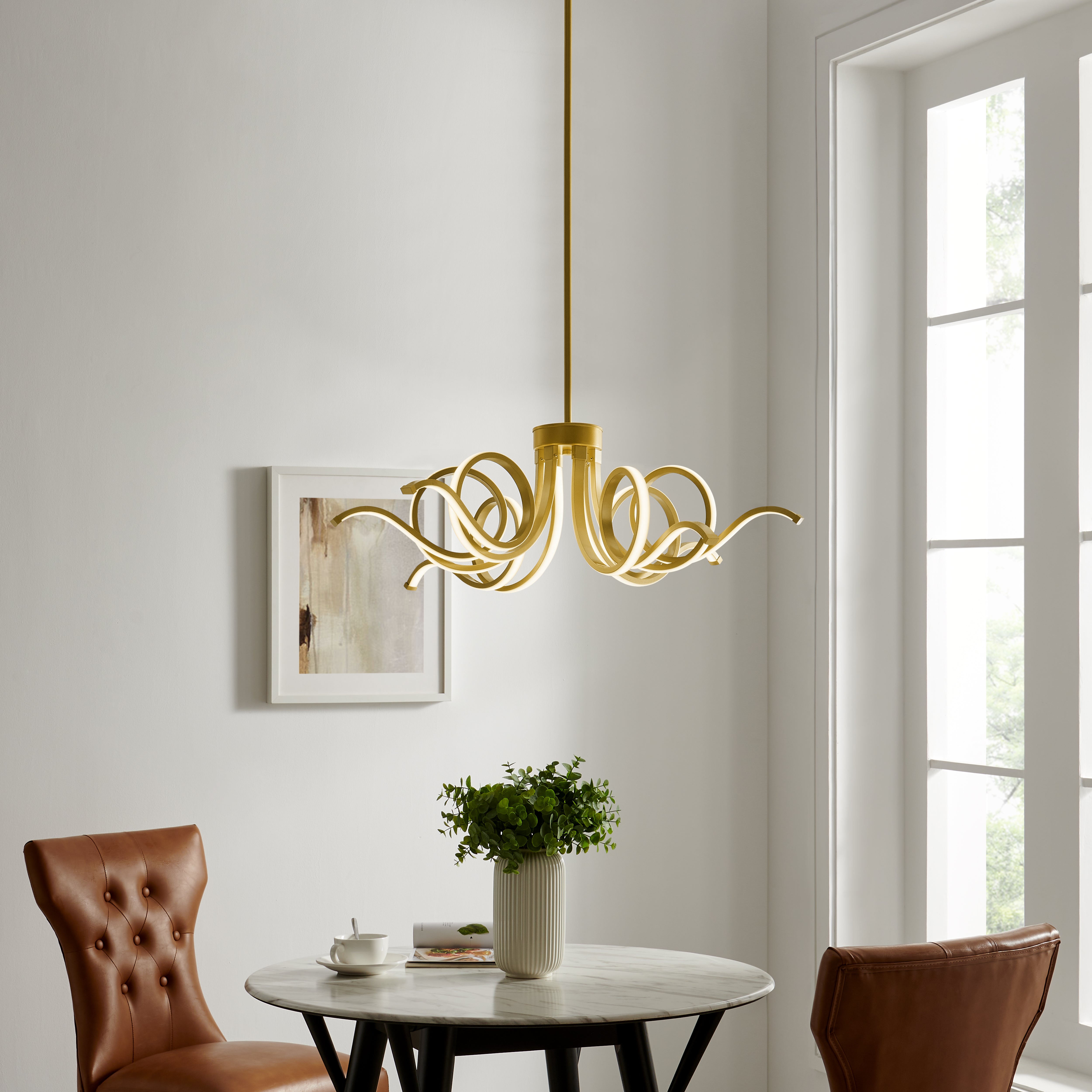 Finesse Decor Magnolia LED Adjustable Chandelier Sandy Gold LoftModern