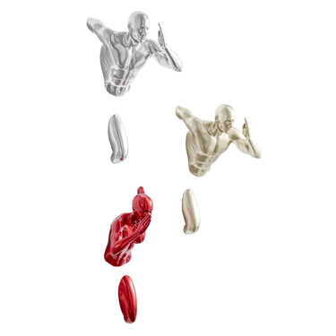 Finesse Decor Set of three Wall Runners Sculptures Metallic Red, Gold, Chrome