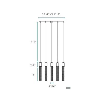 Finesse Decor Acrylic Cylinder Chandelier 5 Light