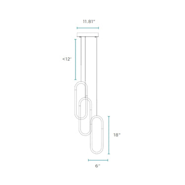Finesse Decor LED Three Clips Chandelier Matte Black