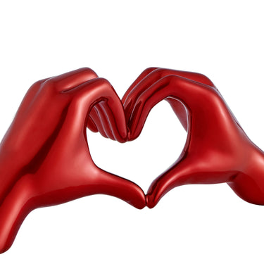Finesse Decor Heart Hands Metallic Red