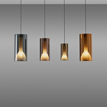 Penta Lit pendant light switched on, glowing