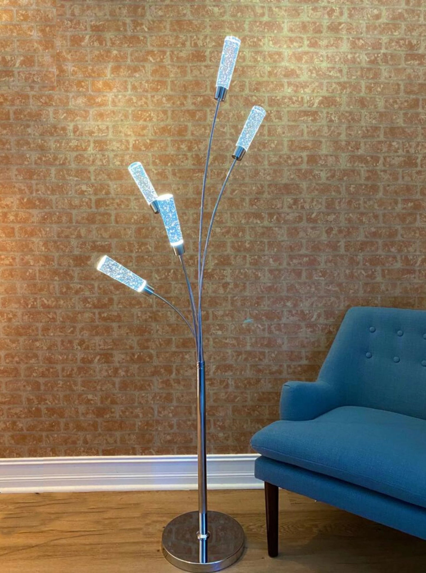5 Crystal Round Cylinders Floor Lamp in Chrome Base 2