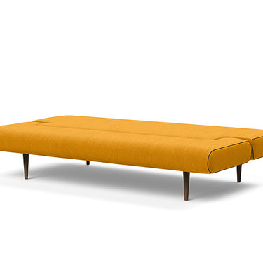 Space-saving Danish design Unfurl sofa bed with oak legs and durable fabric upholstery