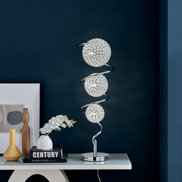 Finesse Decor Vertical Crystal Sphere Table Lamp 3 Light