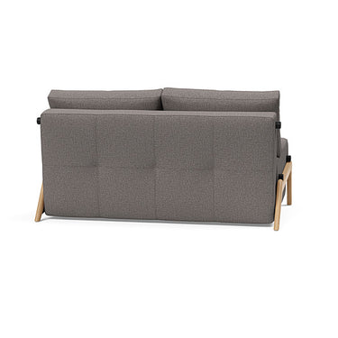 Full size sofa bed in 521 Mixed Dance Grey from Innovation Living featuring wooden legs and modern Scandinavian design