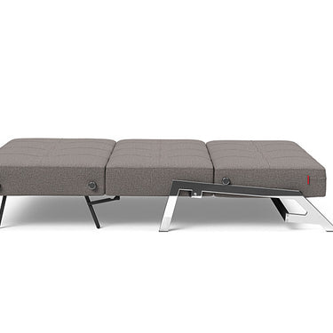Convertible Cubed Full Size Sofa Bed with chrome legs in 521 Mixed Dance Grey fabric