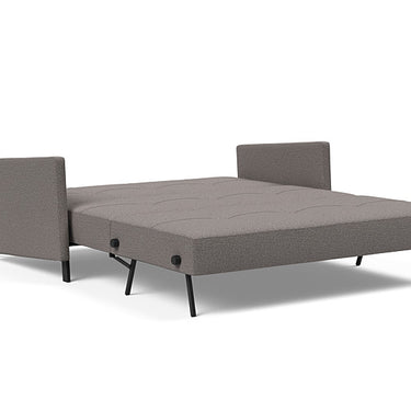 Innovation Living Cubed Queen sleeper sofa in 521 Mixed Dance Grey with back cushions and chrome legs for modern interiors