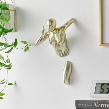 Finesse Decor Gold Wall Runner 13" Woman Sculpture