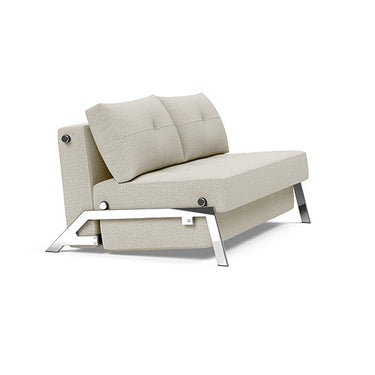 Stylish full size sofa bed with storage and chrome legs in 527 Mixed Dance Natural by Innovation Living