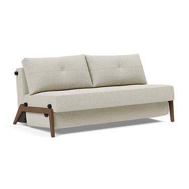 Cubed Queen Sleeper Sofa in 527 Mixed Dance Natural with dark wood legs by Innovation Living – modern Scandinavian sofa bed for small spaces