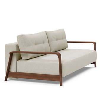 Scandinavian Ran D.E.L queen sleeper sofa bed 527 Mixed Dance Natural upholstery by Innovation Living with walnut arms