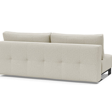 Supremax D.E.L. modern queen sleeper sofa in soft neutral 527 Mixed Dance Natural fabric with chrome legs