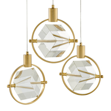 Finesse Decor Hollywood Cube 3 Light Pendant Gold