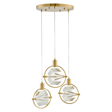 Finesse Decor Hollywood Cube 3 Light Pendant Gold
