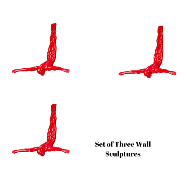 Finesse Decor Set of Three Large Wall Divers Glossy Red