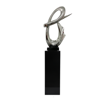 Finesse Decor Fluid Abstract 59" Tall Floor Sculpture Chrome with Black Stand
