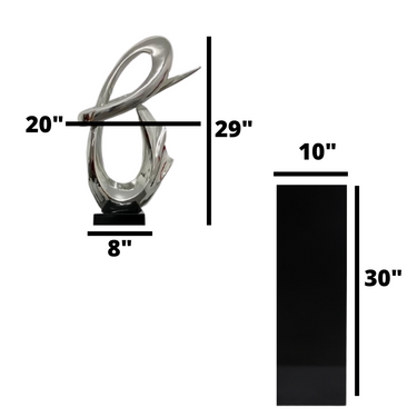 Finesse Decor Fluid Abstract 59" Tall Floor Sculpture Chrome with Black Stand