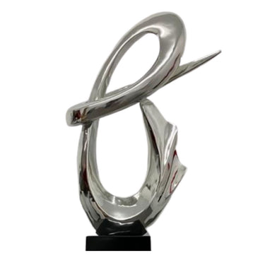 Finesse Decor Fluid Abstract 59" Tall Floor Sculpture Chrome with Black Stand