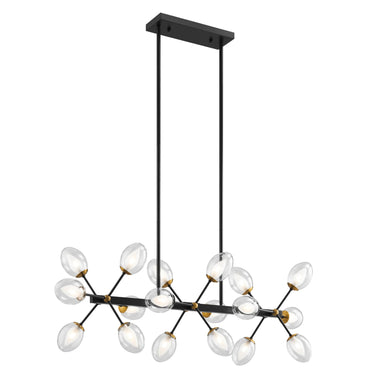Finesse Decor Nodus Crystal Rectangular 18 Lights Chandelier Black