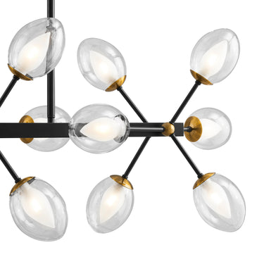 Finesse Decor Nodus Crystal Rectangular 18 Lights Chandelier Black