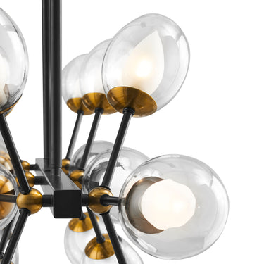 Finesse Decor Nodus Crystal Rectangular 18 Lights Chandelier Black