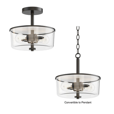 Maxim Lighting Fuller 2-Light Semi Flush/Pendant Convertible Black