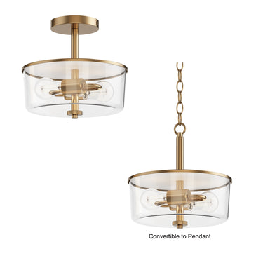 Maxim Lighting Fuller 2-Light Semi Flush/Pendant Convertible Natural Aged Brass