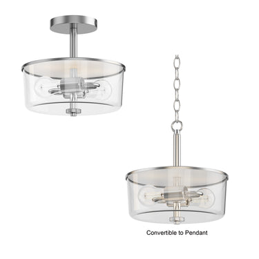 Maxim Lighting Fuller 2-Light Semi Flush/Pendant Convertible Satin Nickel