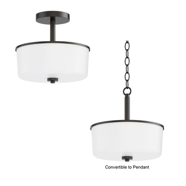 Maxim Lighting Fuller 2-Light Semi Flush/Pendant Convertible Black